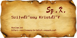 Szilvássy Kristóf névjegykártya