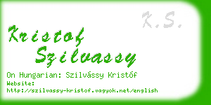 kristof szilvassy business card